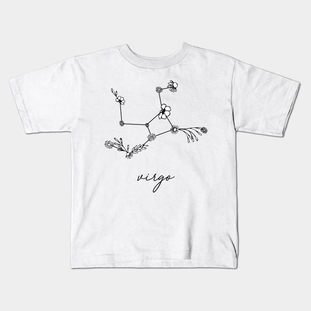 Virgo Zodiac Wildflower Constellation Kids T-Shirt by aterkaderk